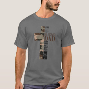 Mannen Cool Christelijk Gezegende pa Cross Camo Re T-shirt