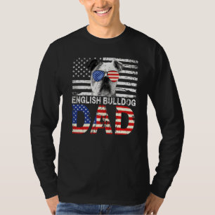 Mannen Cool Engels Bulldog Pap USA Vlag Patriottis T-shirt