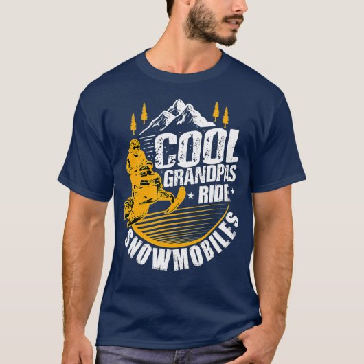 Mannen Cool Grandpas Ride Snowmobiles Gift Funny T-shirt (Voorkant)