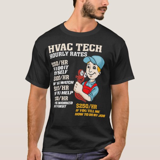Mannen Cool HVAC met uryltarieflijst voor HVAC-tec T-shirt (Voorkant)