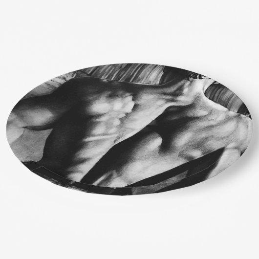 Mannen Cool Kunst Tekening Mannelijke Bodybuilding Papieren Bordje (Gekanteld)