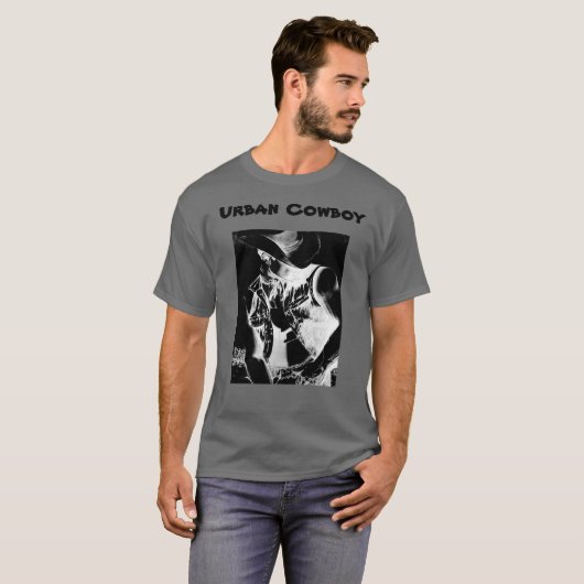 Mannen Cool Modern Urban Cowboy Art Classic T-shirt (Voorkant volledig)