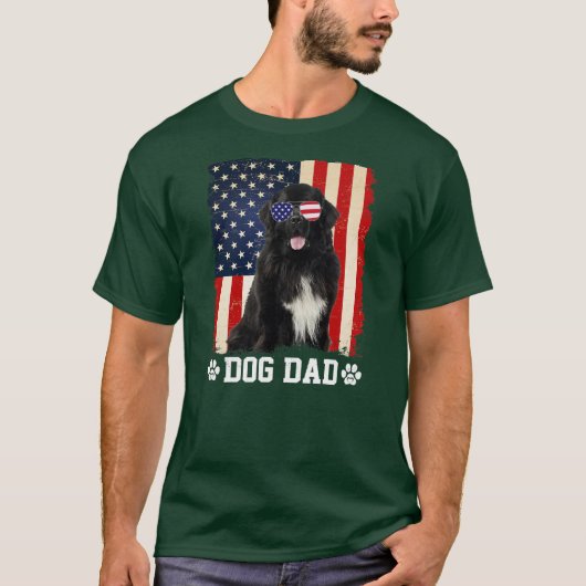 Mannen Cool Newfoundland Dog Dad American Flag T-shirt (Voorkant)