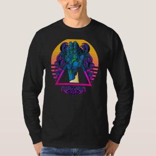 Mannen Cool Retro Robot Hand Sunset 80s en 90s loo T-shirt