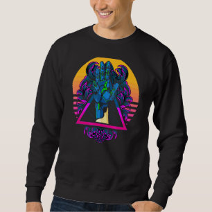 Mannen Cool Retro Robot Hand Sunset 80s en 90s loo Trui