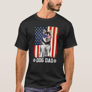 Mannen Cool Siberian Husky Dog Dad American Flag T-shirt