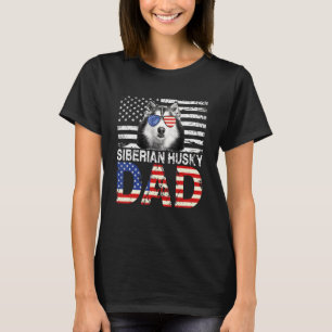 Mannen Cool Siberische Husky Pap USA Vlag Patriott T-shirt