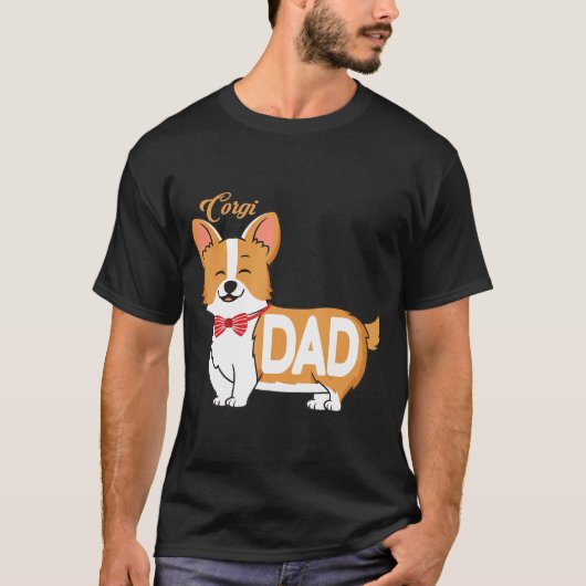 Mannen Corgi Dad T T-shirt (Voorkant)