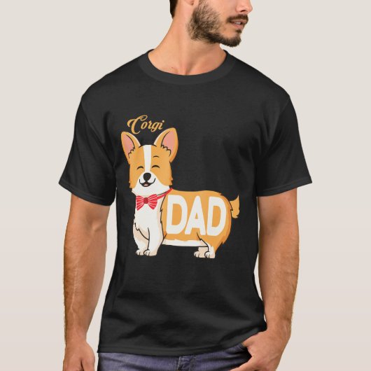 Mannen Corgi Dad T T-shirt (Voorkant)
