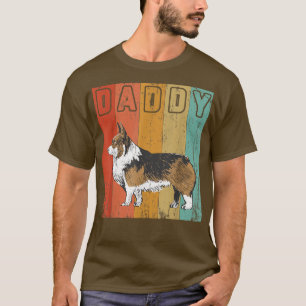Mannen Corgi Dog Retro Style Papa Afbeelding F T-shirt