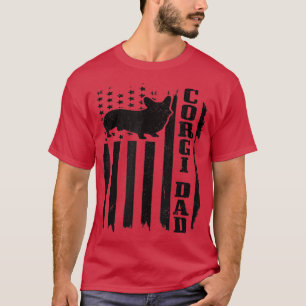 Mannen Corgi Pap -Amerikaanse vlag Patriottisch Ko T-shirt