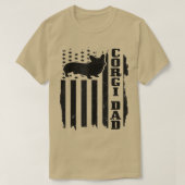 Mannen Corgi Pap -Amerikaanse vlag Patriottisch Ko T-shirt (Design voorkant)