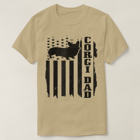 Mannen Corgi Pap -Amerikaanse vlag Patriottisch Ko T-shirt (Design voorkant)