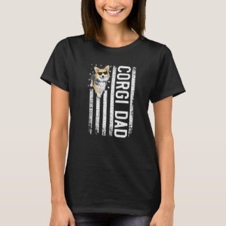 Mannen corgi voor hond paps Welsh corgi vlag T-shirt