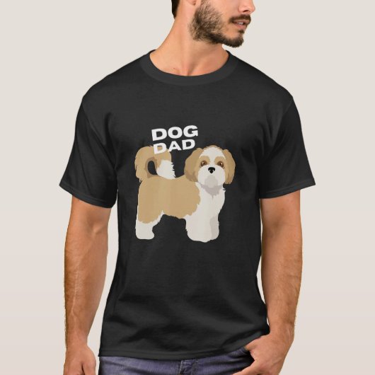 Mannen Cream & Wit Shih Tzu Dog Dad Man T-shirt (Voorkant)