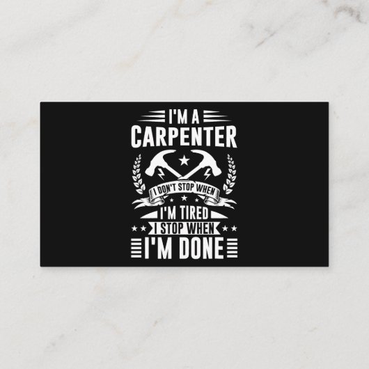 Mannen crèmetimmer Funny Joiner Hard Work Woodwor Visitekaartje (Achterkant)