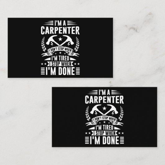 Mannen crèmetimmer Funny Joiner Hard Work Woodwor Visitekaartje (Voorkant / Achterkant)