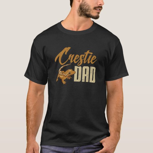 Mannen Crested Gecko Crestie Dad Eyelash Lizard He T-shirt (Voorkant)