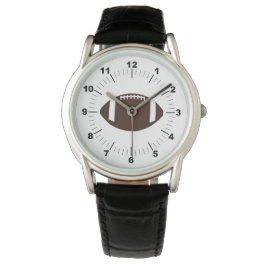 Mannen Crown Football Zwart lederen bandhorloge Horloge