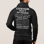 Mannen Custom Gepersonaliseerde Black Full Zip Hoo Hoodie (Achterkant)