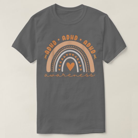 Mannen Cute ADHD Bewustheid Rainbow Oranje Ribbon  T-shirt (Design voorkant)