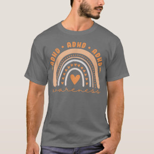 Mannen Cute ADHD Bewustheid Rainbow Oranje Ribbon  T-shirt