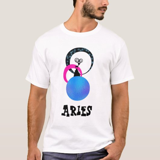 *~* Mannen Cute Aries White Zodiac Gekke Funny T-shirt (Voorkant)