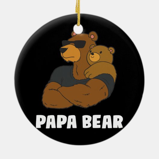 Mannen Cute Papa Beer vader Dochter Beer Keramisch Ornament (Achterkant)