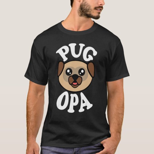 Mannen Cute Pug Opa T-shirt (Voorkant)