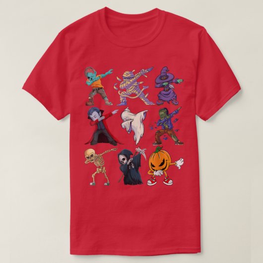 Mannen Dabbing Halloween Boys Skeleton Zombie Scar T-shirt (Design voorkant)