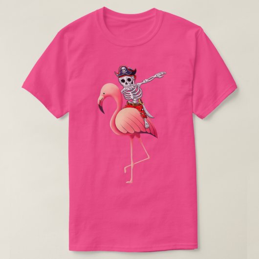 Mannen Dabbing Pirate Skeleton Flamingo Halloween T-shirt (Design voorkant)