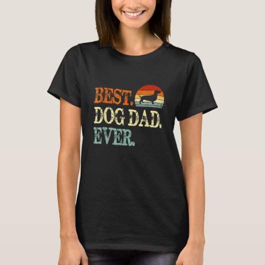 Mannen Dachshund Beste Hond Papa Ooit Retro  Vet T-shirt (Voorkant)