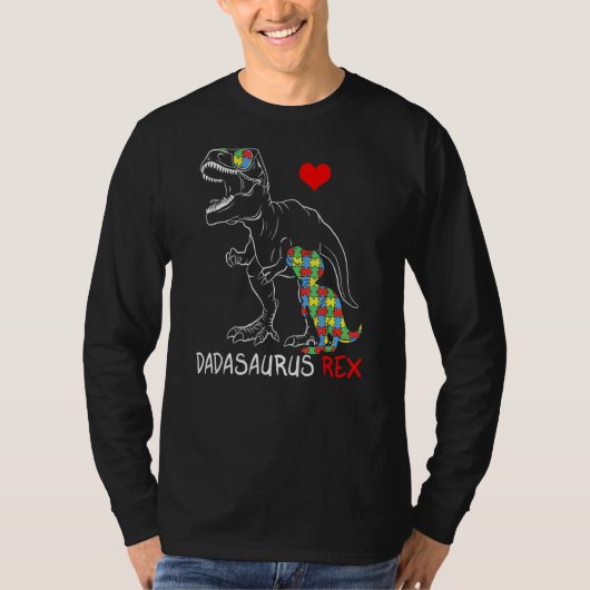 Mannen Dadasaurus Dad Rex Autism Awareness Proud T-shirt (Voorkant)