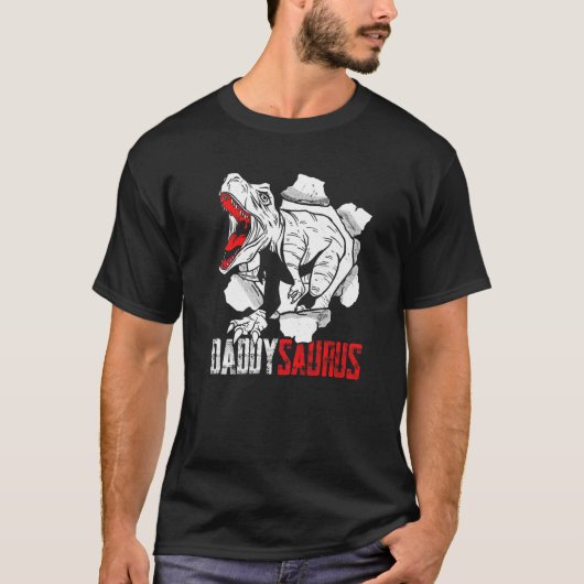 Mannen Daddy Dino T Rex Vader Papa Poppa Vader Ste T-shirt (Voorkant)