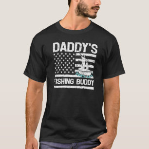 Mannen Daddy's Fishing Buddy Amerikaanse Vlag Viss T-shirt