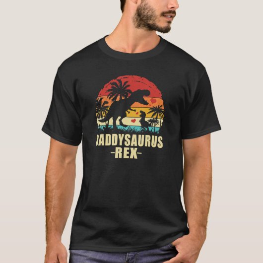 Mannen Daddysaurus Dinosaur Tshirt Rex vaderdag (Voorkant)