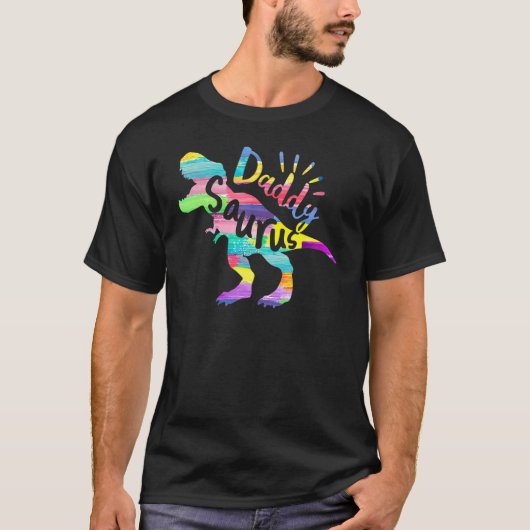 Mannen Daddysaurus Rex Dinosaur papa Saurus Matchi T-shirt (Voorkant)