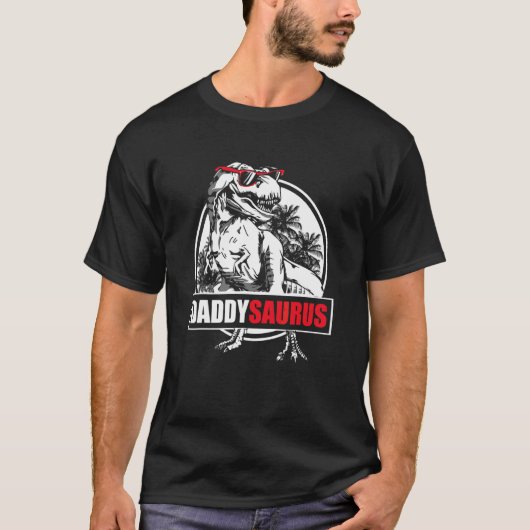 Mannen daddysaurus rex dinosaurus daddy saurus vad t-shirt (Voorkant)