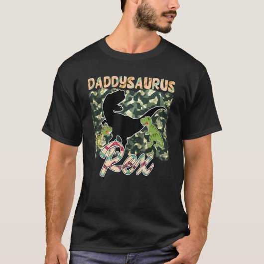 Mannen Daddysaurus Rex Fun Camouflage Design T-shirt (Voorkant)