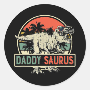 Mannen Daddysaurus T rex Dinosaur Dad Saurus Ronde Sticker