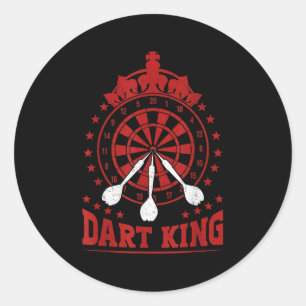 Mannen Dart Player Cool citeert de koning der kuns Ronde Sticker