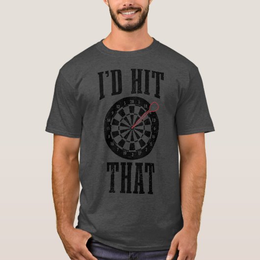 Mannen darts ID hit die grappige darts speler T-shirt (Voorkant)