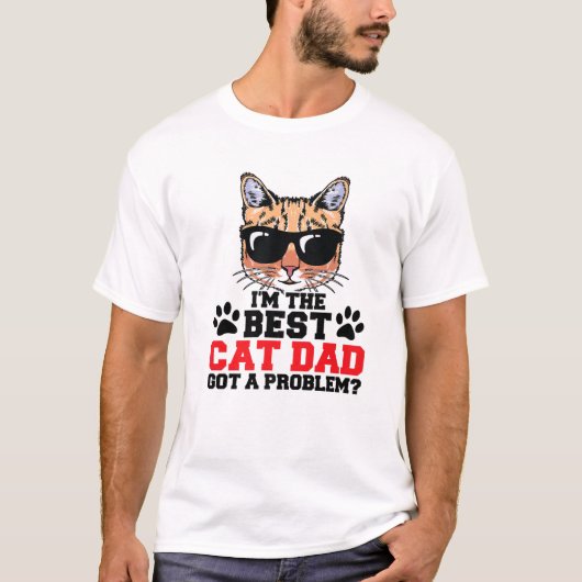 Mannen dat ik de beste kat ben die papa een proble t-shirt (Voorkant)
