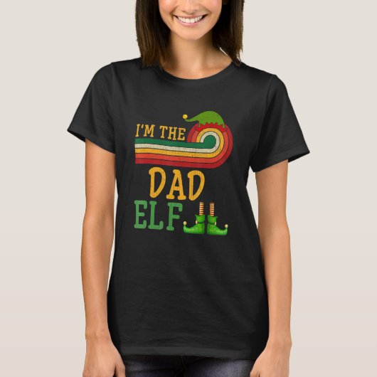 Mannen dat ik de pap Elf Matching Group kerst deel T-shirt (Voorkant)