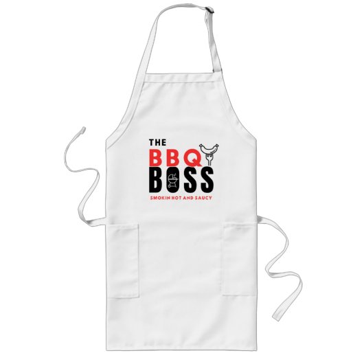 Mannen De BBQ Boss Long Schort (Voorkant)