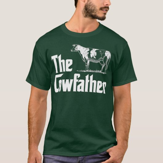 Mannen de Cowfather Funny Boerderij Koe eigenaar b T-shirt (Voorkant)