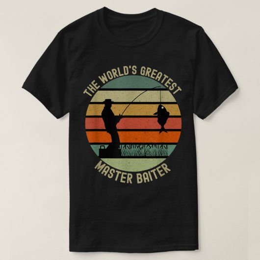 Mannen De grootste baiter ter wereld grappige vis T-shirt (Design voorkant)