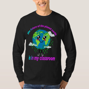 Mannen de toekomst van de planeet aarde ligt in mi t-shirt