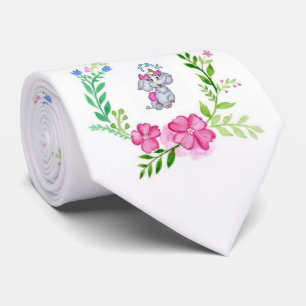 Mannen Designer Floral Elephant Stropdas