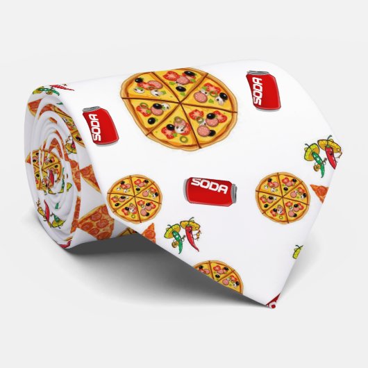 Mannen Designer Pizza Stropdas (Opgerold)